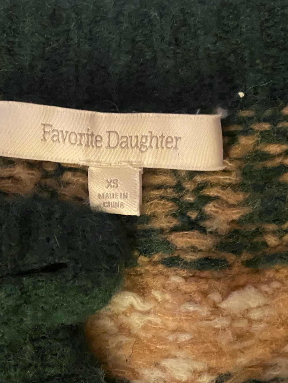 Favorite Daughter "The Snowed In Cardigan" in Green Fair Isle, Size Medium - Picture 6 of 13